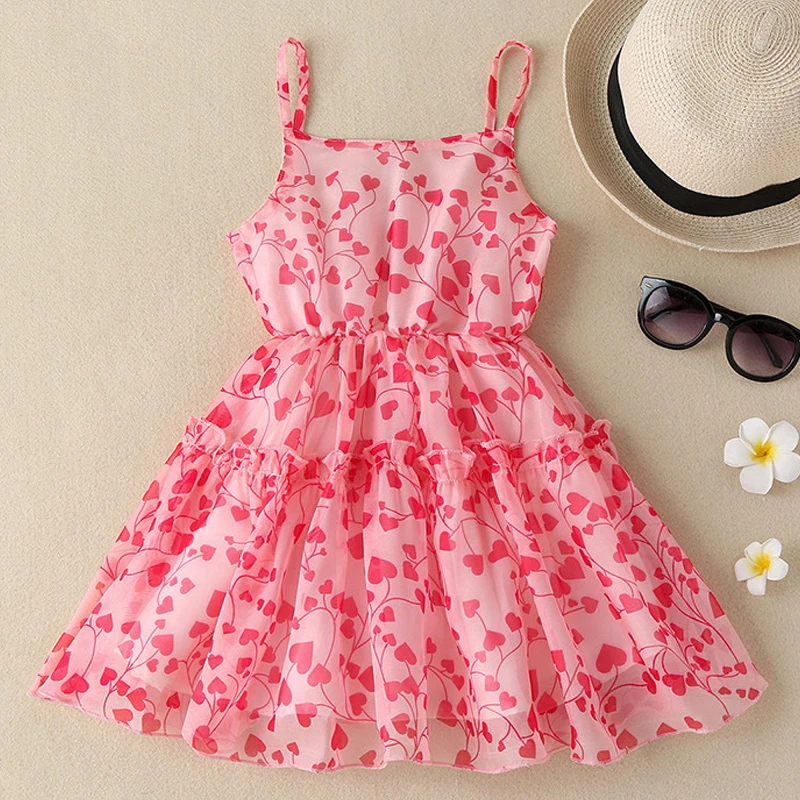 

Розовые платья на бретельках для девочек, детские платья с открытой спиной для детской свадебвечерние вечеринки, милая одежда для принцесс...