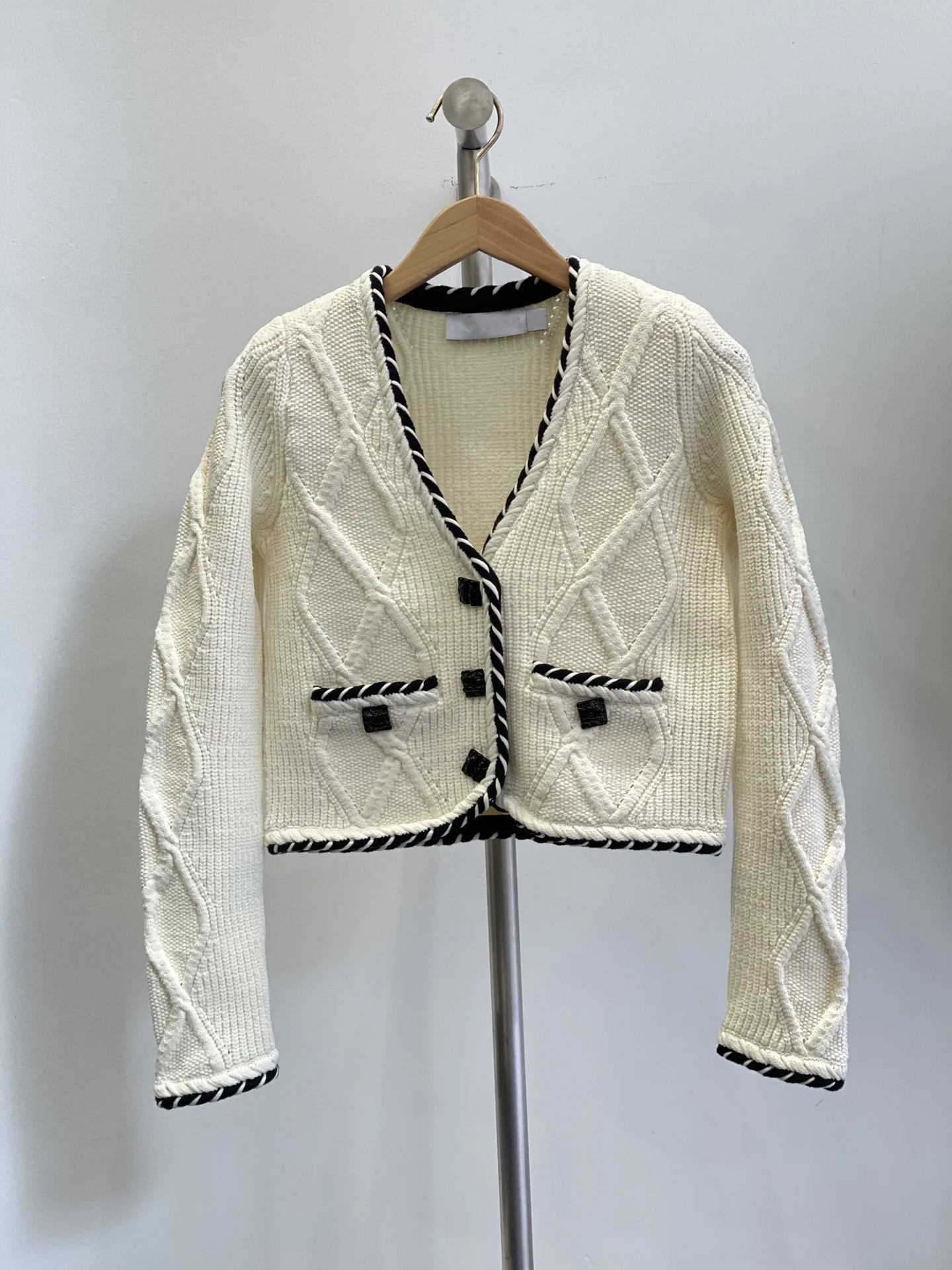 

Трикотажное простое пальто-кардиган цвета слоновой кости, шерстяная смешанная пряжа, мягкая и нежная