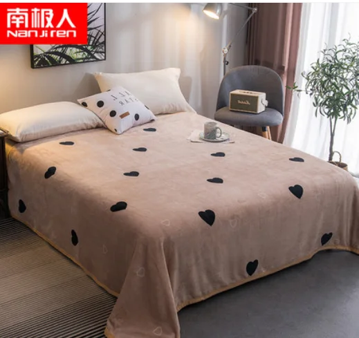 

Real Nanjiren Good Quality Coral Velvet Sheet Single Piece Winter Flannel Plus Velvet Fleece Milk Crystal Velvet Warm Blanket