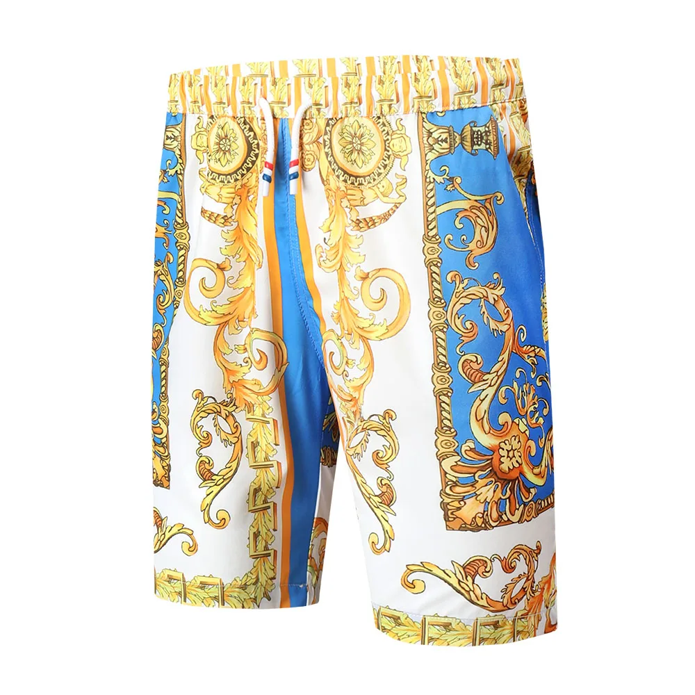 

2022 Summer New Men's Pants Beach Pants Loose Hawaiian 3D Printing Five-point Pants Casual Holiday Pants