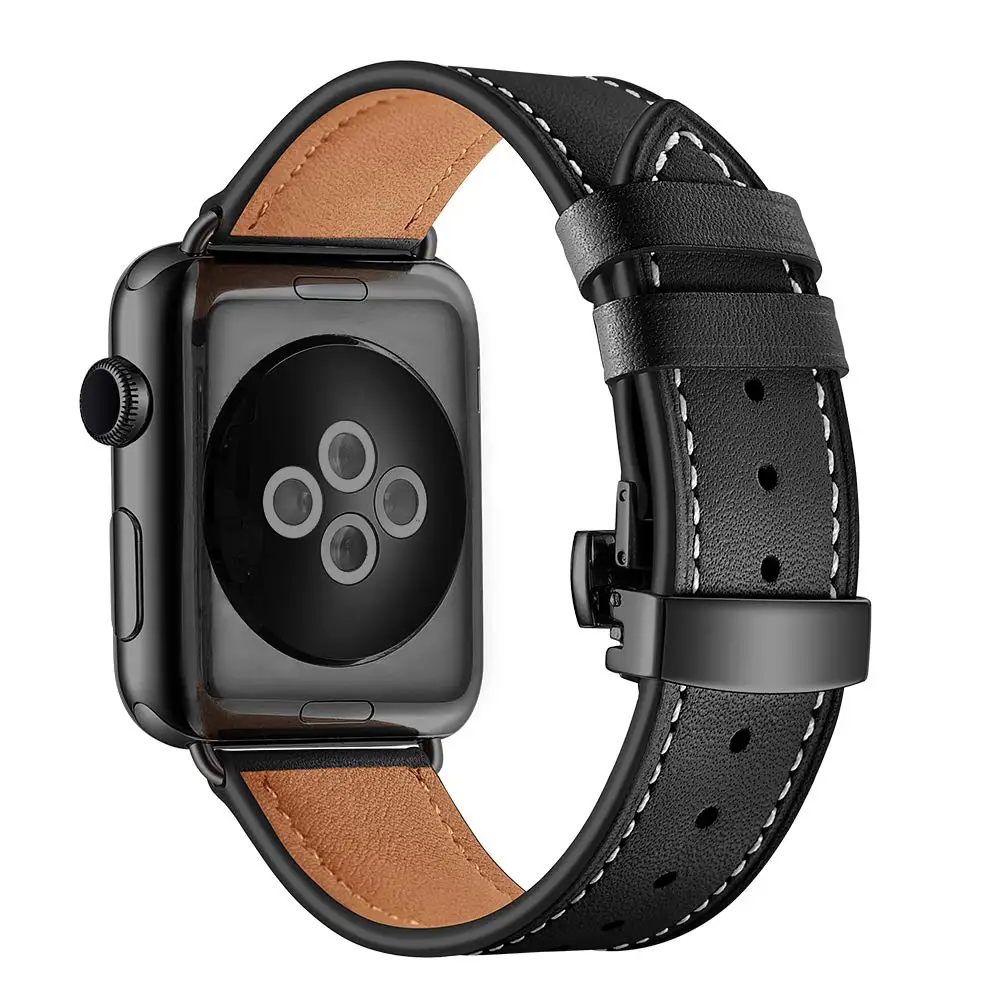 Ремешок кожаный для Apple watch Ultra 49 мм 8 7 41 45 удобный сменный Браслет iwatch 6 5 4 3 44 42 40 -