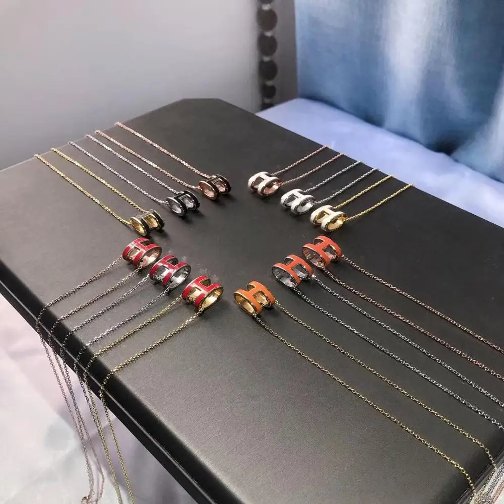 

100% серебристый Стерлинговый букв h-colar ouro branco rosa ouro k amarelo + четыре ядра moda colar nobre e elegante presente feminino