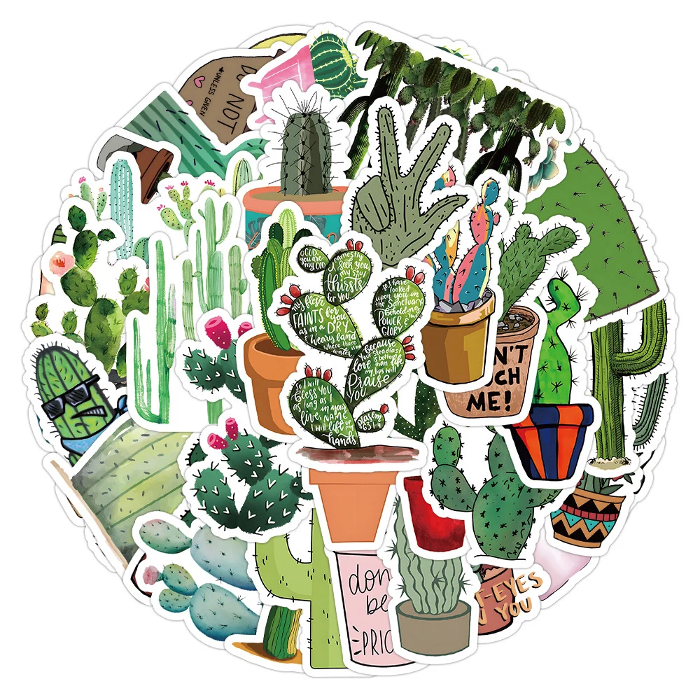 

10/30/50pcs Cute Green Plant Cactus Cartoon Stickers Decals Toys DIY Stationery Laptop Fridge Waterproof Vinyl Kids Sticker Deca