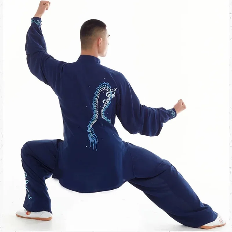 Женская и мужская униформа Тай Чи с вышивкой Дракона Феникса Кунг-Фу одежда