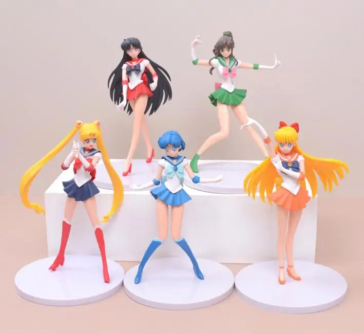 

5Pieces Sailor Moon Tsukino Usagi Anime Action Figure Kid toy Cartoon Collection figures for halloween gift