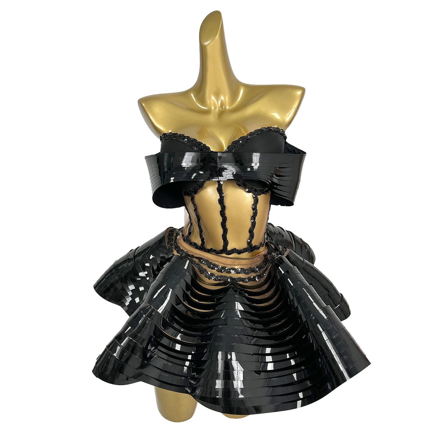 Короткая юбка-пузырь с блестками и комплект из 2 предметов сексуальная одежда для