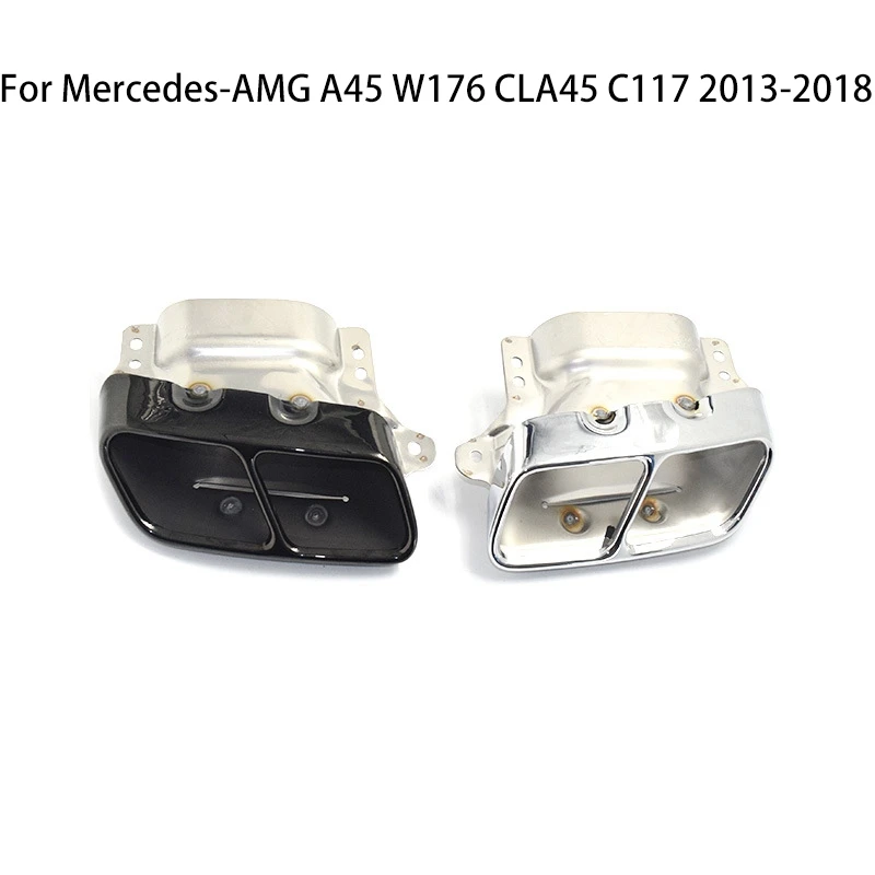

2 шт., автомобильные наконечники для глушителя выхлопной трубы для Mercedes AMG A45 W176 CLA45 C117 2013-2018, аксессуары из нержавеющей стали