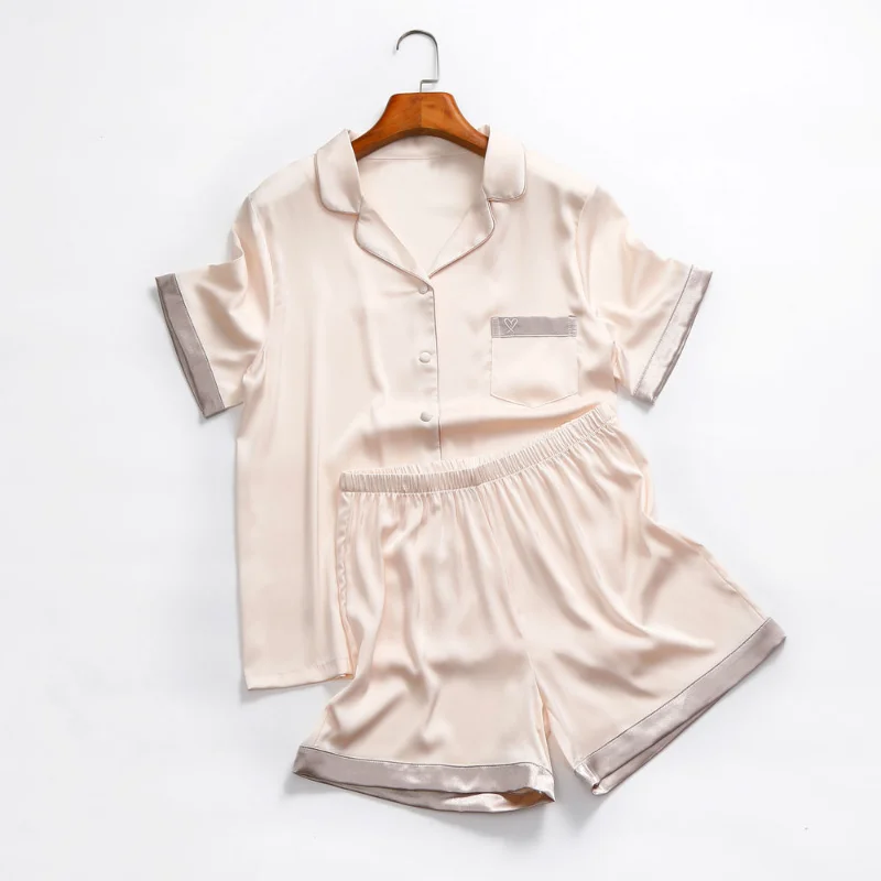 Silk pajamas women's summer short-sleeved shorts thin section sweet girly temperament ice silk home service suit