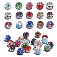 10pcslot rhinestone crystal ball beads polymer clay glitter micro pave loose spacer beads for jewelry making diy accessories