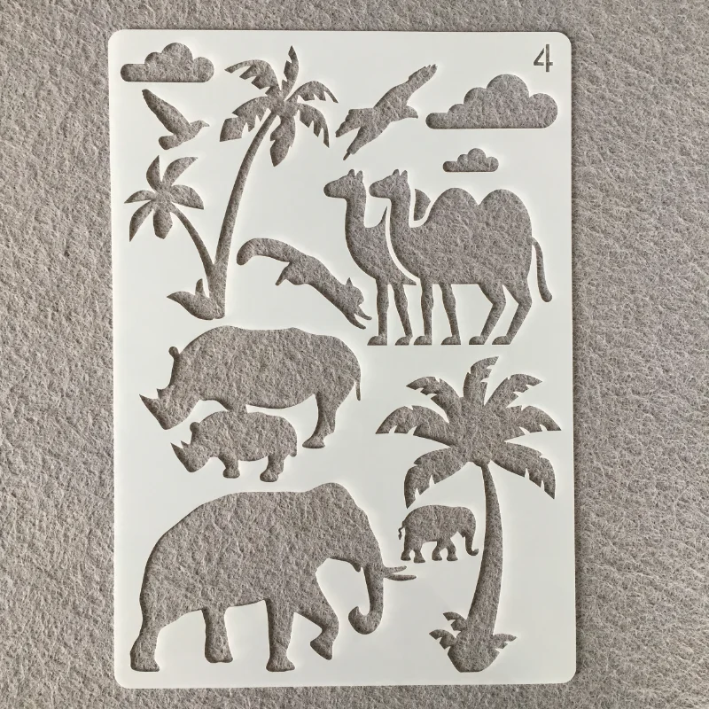

Children's puzzle stencils for painting A4 characters dinosaur marine animals plants stencils for diy scrapbooking leaf stencil