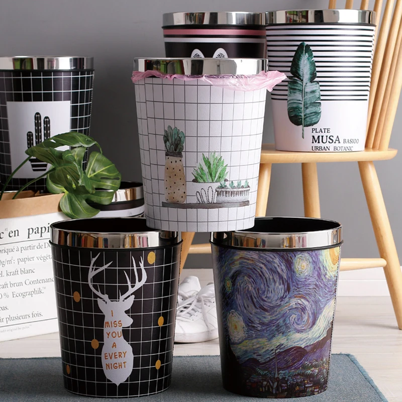 

Bathroom Trash Can Dustbin Kitchen Dumpster Compost Bin Wastebasket Paper Basket Bucket Household Items Lixeira Cleaning Tools