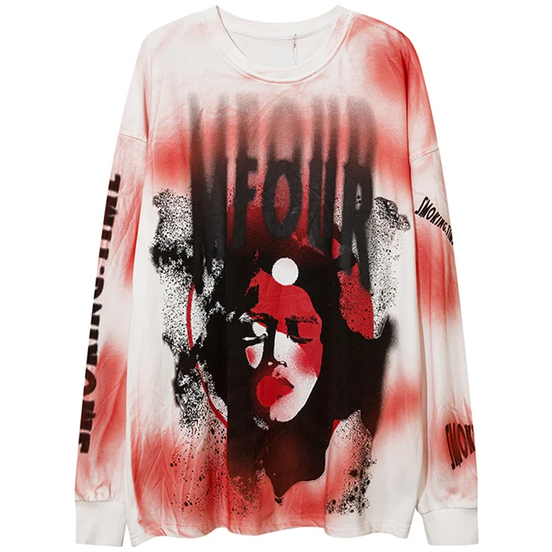 

Свитшот мужской в готическом стиле, пуловер с круглым вырезом для девушек, Повседневная мешковатая уличная одежда в стиле Харадзюку, осень