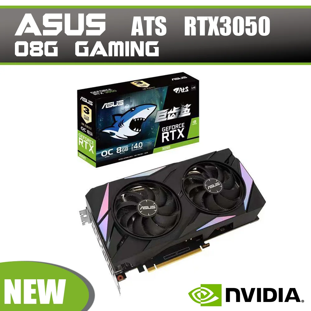 

ASUS ATS RTX 3050 O8G GAMING Video Card GDDR6 8GB Graphics Cards GPU 128bit NVIDIA RTX 3050 PCIE4.0 OC Mode 1852 MHz NEW