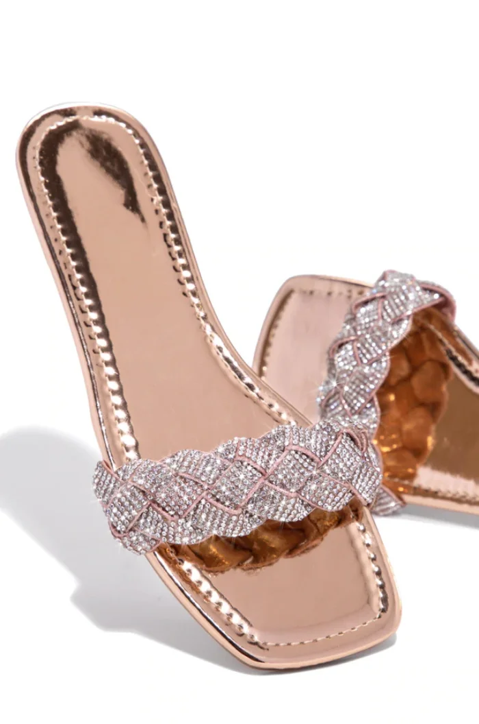 

Летние женские туфли на плоской подошве, модные плетеные блестящие женские тапочки с открытым носком, уличная одежда, пляжные сланцы ручной работы для женщин 43