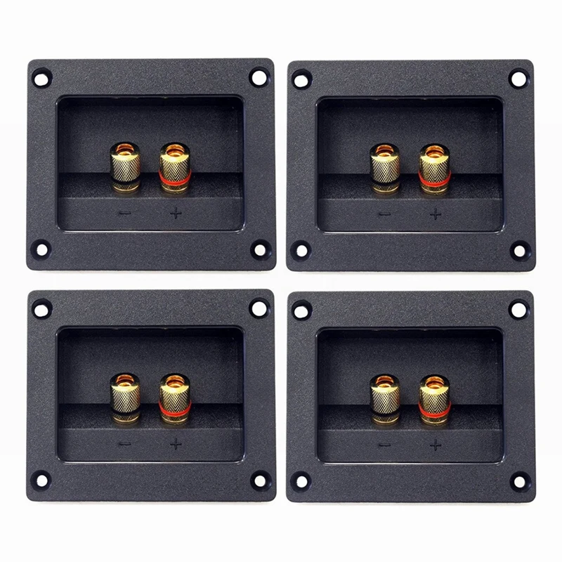 

4Pcs DIY Home Car Stereo 2-Way Speaker Box Terminal Round Square Spring Cup Connector Binding Post 93X80mm Black