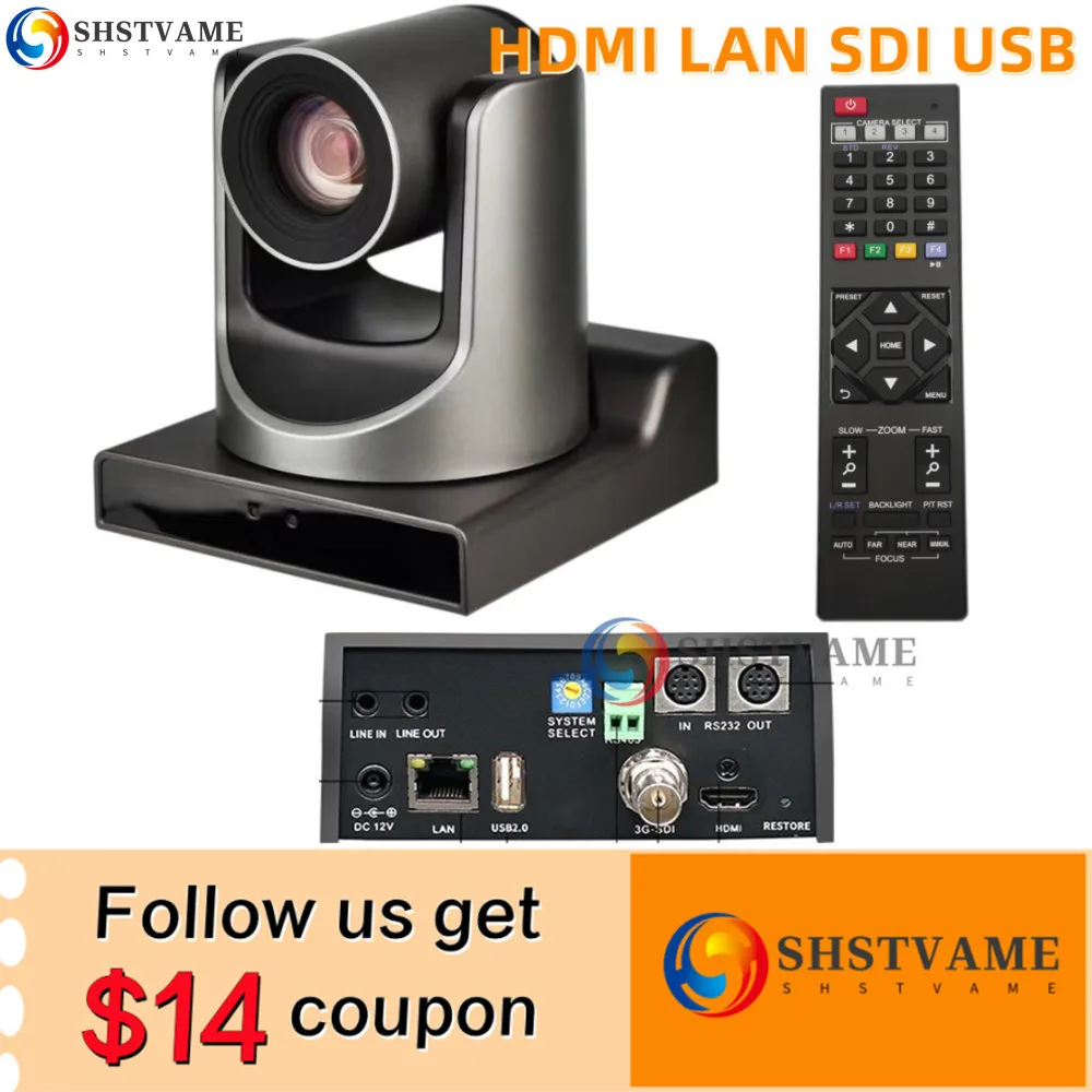 NDI 1080P HD Video Conference Camera AI Humanoid Tracking Wide-angle HDMI SDI USB LAN Church Live Record Broadcast POE Camera