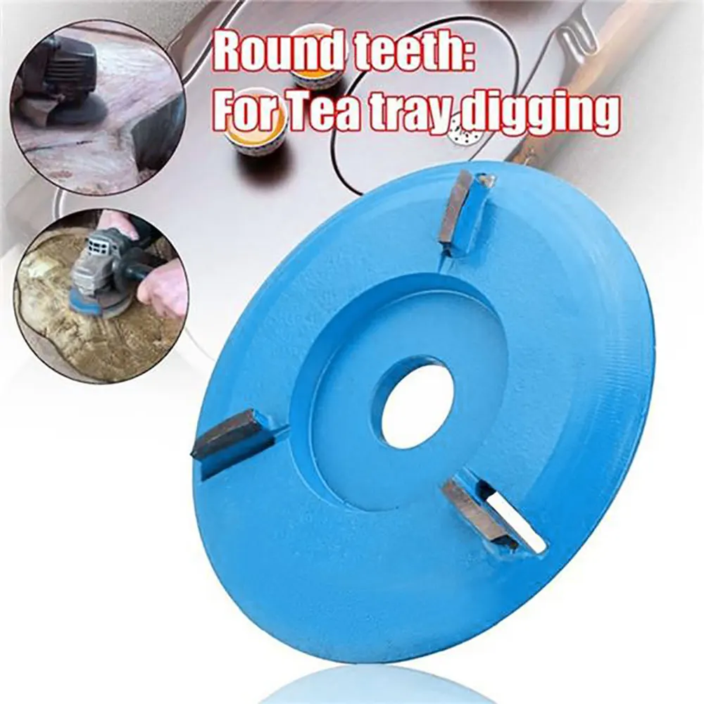 

Wood Carving Disc Tool Three Teeth Woodworking Turbo Tea Tray Digging Milling Cutter for 16mm Aperture Angle Grinder