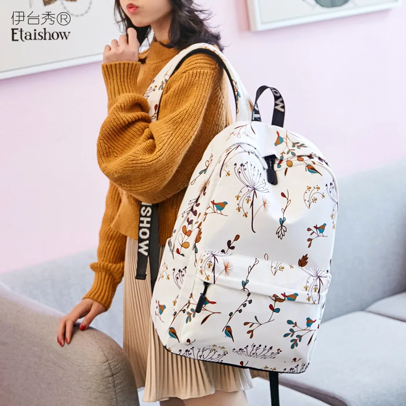 

New Waterproof Nylon Women Backpack Female Travel Bag Schoolbag for Teenage Girls Printing Bookbags Mochila