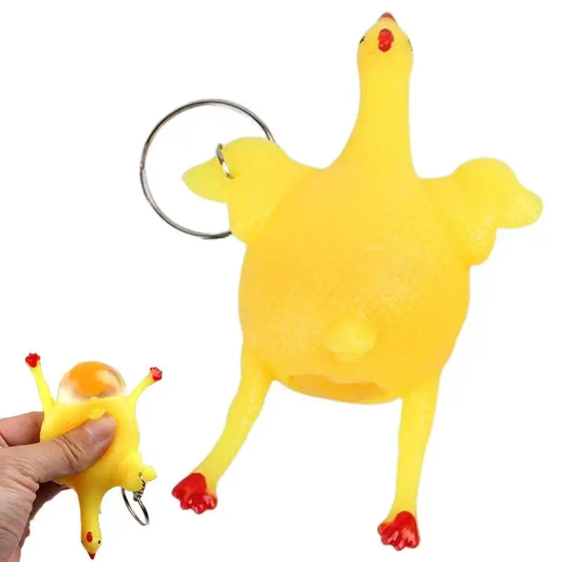 

Chicken Egg Keyring Cute Laying Hens Crowded Stress Ball Keychains Funny Spoof Tricky Chicken Keyring Key Chains Gadgets Toy