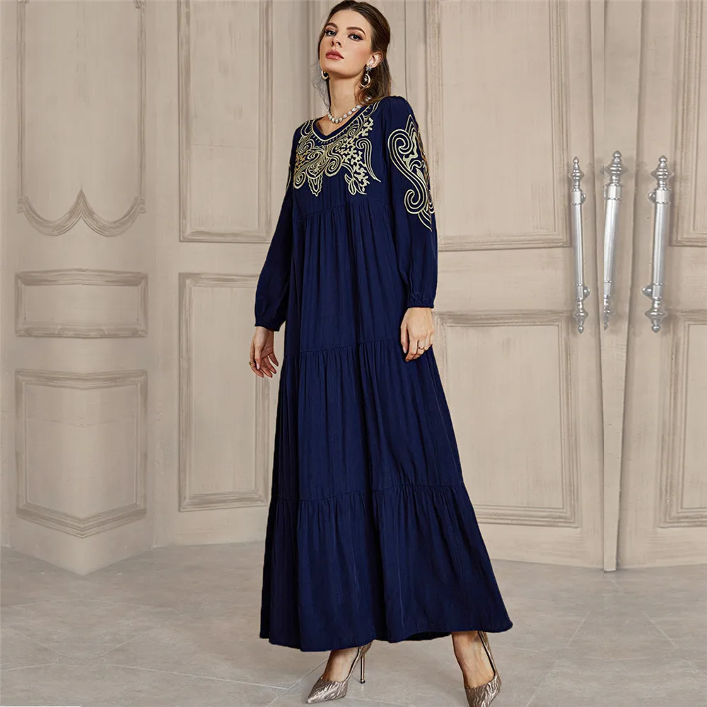 Женское платье-абайя с этнической вышивкой, арабское женское платье, марокканский кафтан, мусульманская одежда, модель Eid Mubarak 2022 Рамадан, Ма...