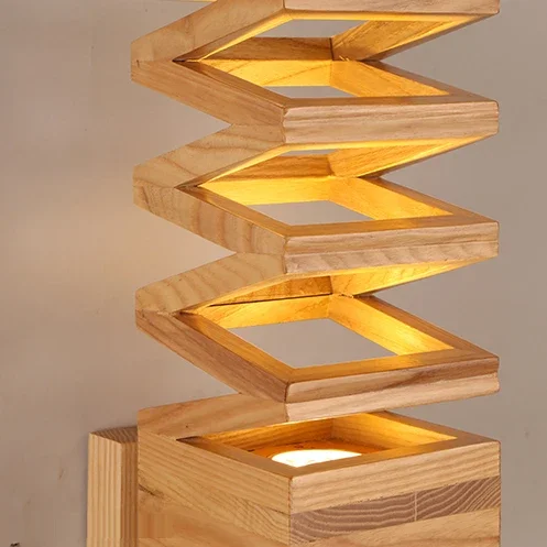 Скандинавский китайский деревянный светодиодный настенный светильник