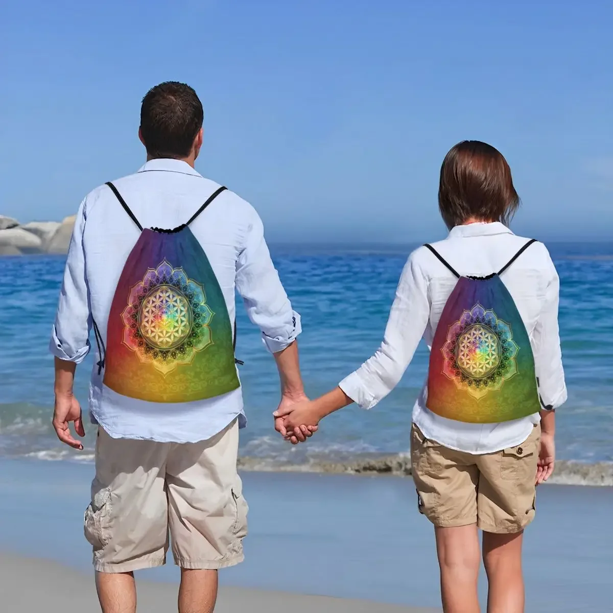 Радужный цветок жизни со шнурком рюкзак спортивная сумка для спортзала женщин и