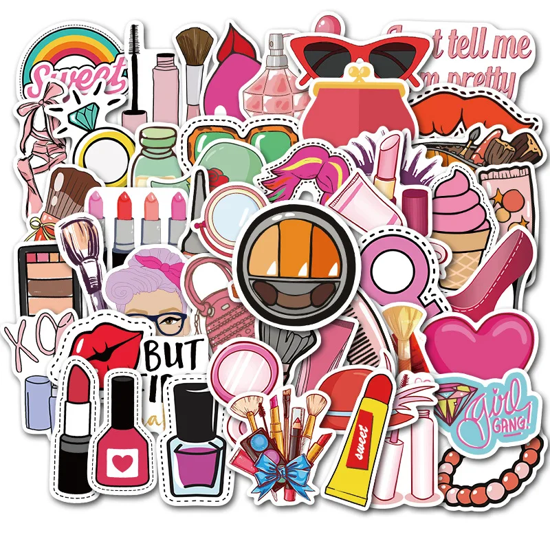 

50pcs Cartoon Pink INS Style Vsco Girl Stickers for Laptop Moto Skateboard Luggage Refrigerator Notebook Laptop Toy Sticker