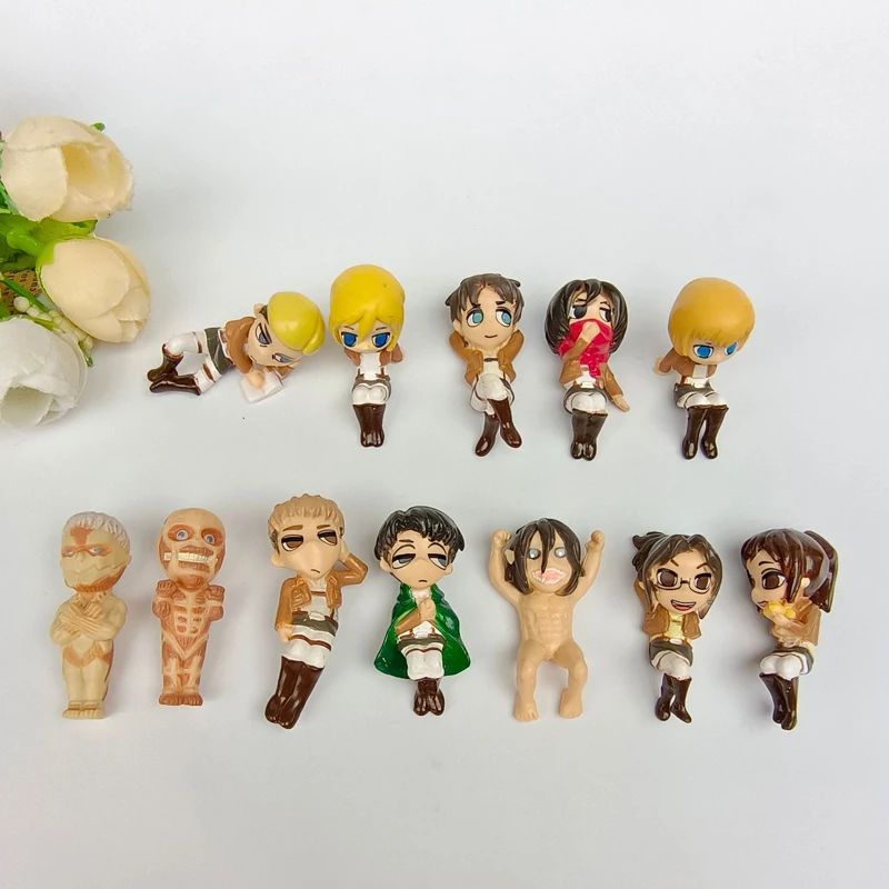 

12Pcs Full set Rare Limited Anime Cartoon Attacks on Eren Mikasa Armin Titan Figure Model Collect Toy Birthday Gift For Child