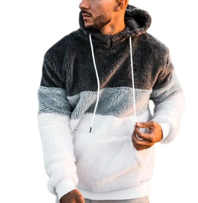 

Autumn and winter men's long-sleeved hooded fashion color matching sweater