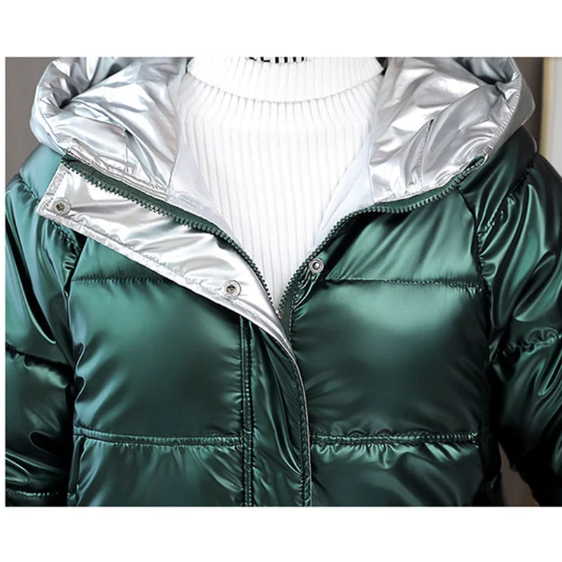 Winter Jacket Women 2022 New Short Parkas Glossy Down Cotton Padded Coats Thick Warm Hooded Autumn Famale Clothing Loose Tops