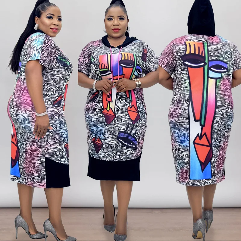 

Африканские платья для женщин Vetement Femme Дашики с мультяшным принтом платье-футболка африканская одежда африканская мода для женщин Лето 2022