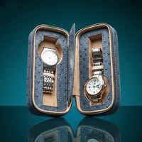top 2 slots pu watch box black mechanical mens watch storage box new women jewelry case travel package watch case