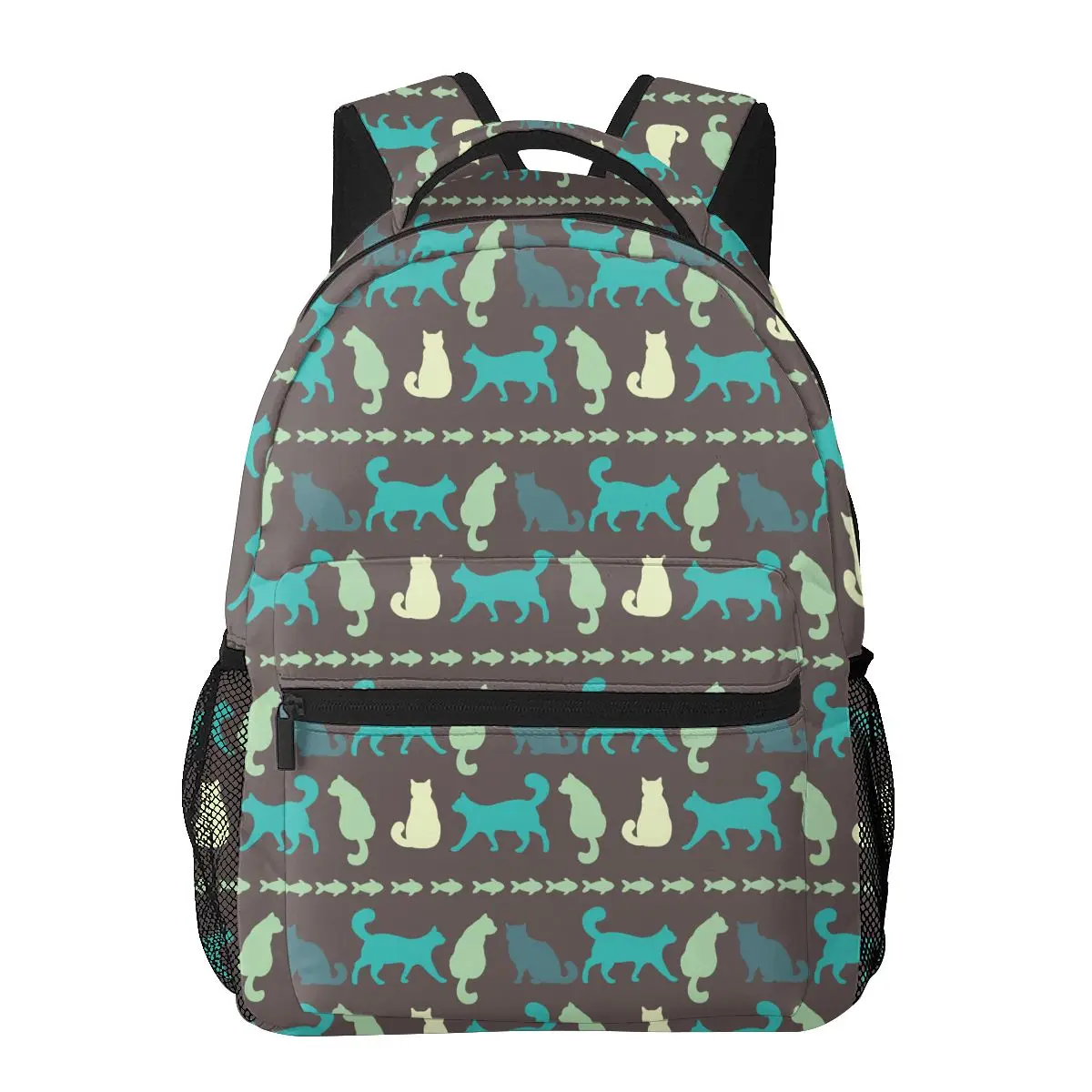 

Casual New Simple Women Backpack for Teenage Travel Shoulder Bag Yellow Green Cats Silhouette