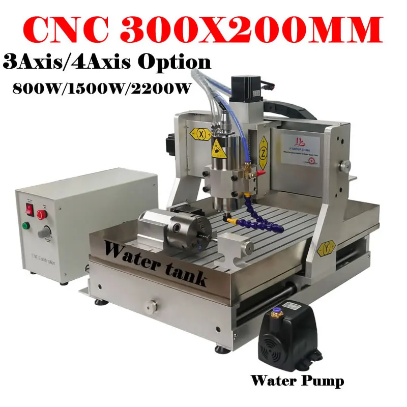 

LY CNC 3020 Router Kit 800W 1500W 2200W Water Cooling Spindle 4Axis Woodworking Engraving Milling Machine Metal Aluminum Cutter