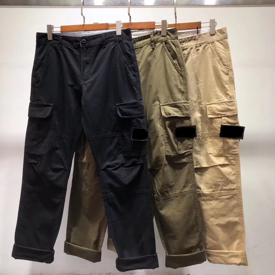 

Nieuwe Luxe Casual Mannen Broek Europese En Amerikaanse Straat Kompas En Najaar Basic Badge Multi-Pocket Overalls hip-Hop