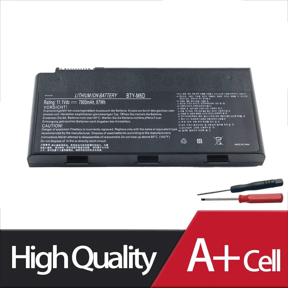Новый аккумулятор для ноутбука BTY-M6D для MSI GX60 GT60 GT780DX GX660 GT70 GX680 GX780 GT780R GT660R GT663R GT783R 9 ячеек 7800 мАч 87 Вт-ч