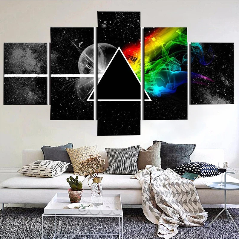 

5 Piece Wall Art Canvas Painting The Dark Side of the Moon Poster Nordic Decoration For Home Living Room Modular Picture