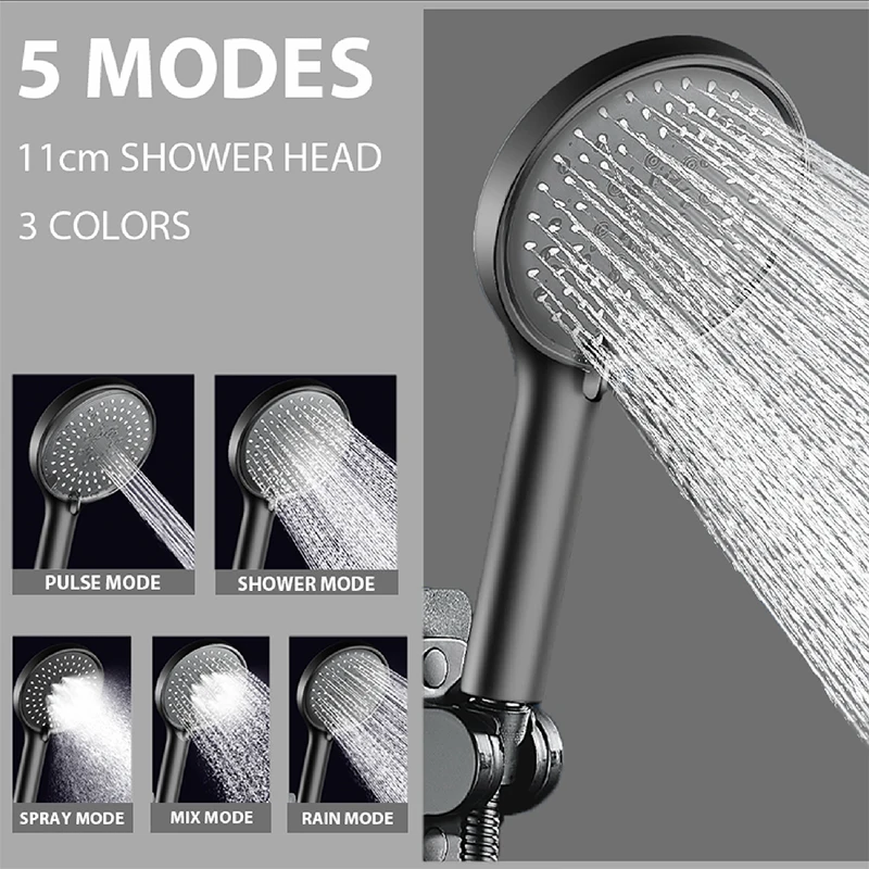 

Насадка для душа Washower, Большая душевая лейка, регулируемая, водосберегающая, распылитель высокого давления из АБС, 5 режимов, аксессуары для ванной комнаты