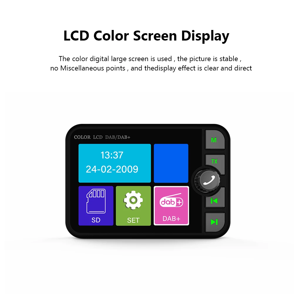 

Адаптер для передачи цифрового сигнала стерео 2,4 дюймовый ЖК-дисплей цветной экран DAB радиоприемник Bluetooth-совместимый 5,0 громкой связи для автомобиля
