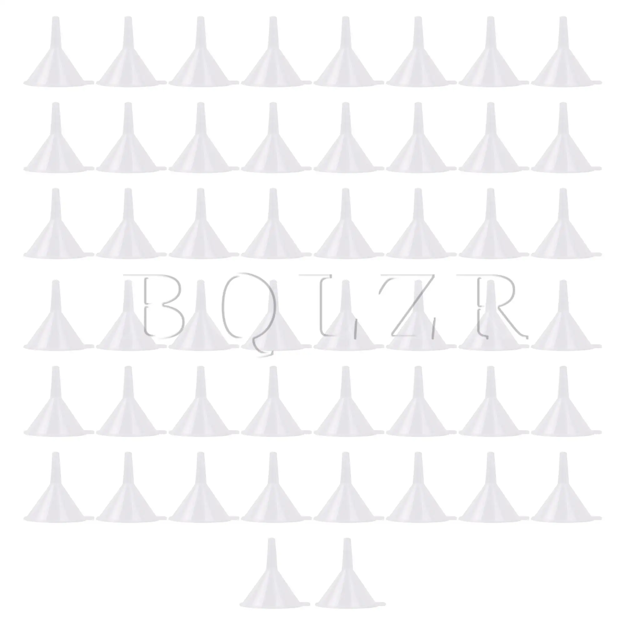 BQLZR 50 Pcs мини-воронка 50x5 5mm пластиковые прозрачные для бутылок, песок, художественный инструмент