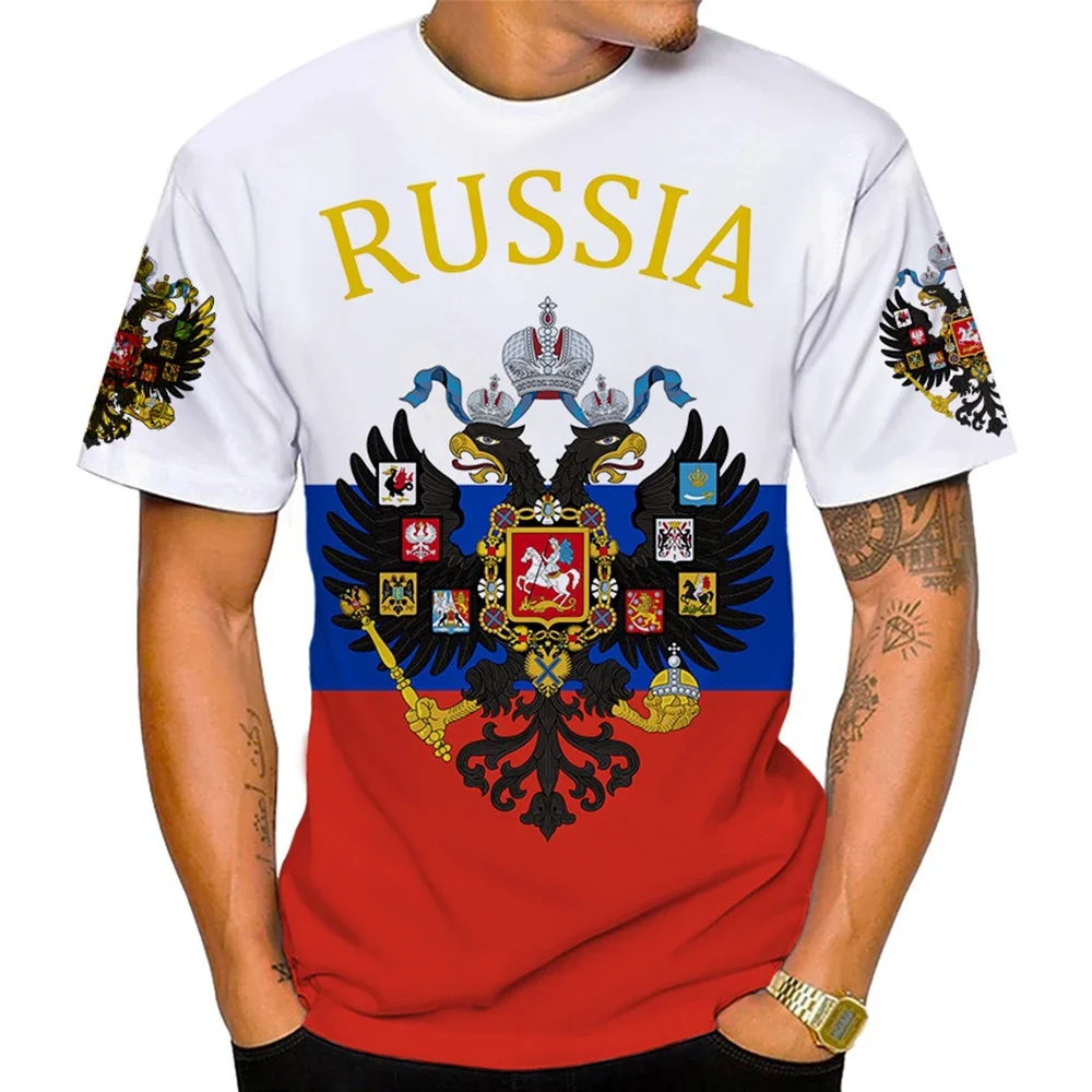 Фото Футболка с российским флагом 2023, эмблема CCCP, 3D принт, мужская и женская модная повседневная футболка с дизайном медведя России, уличная одежда в стиле Харадзюку, топы №3