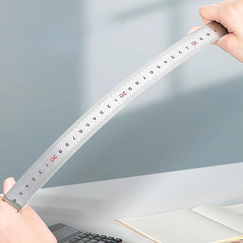 

Deli 15-40cm Stainless Steel Straight Ruler Household High Precision Flat Thick Metal Measuring Scale Woodworking Measuring Tool