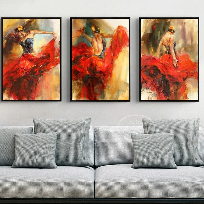 Испанский фламенко красивый танцор искусство картина маслом на холсте винтажная