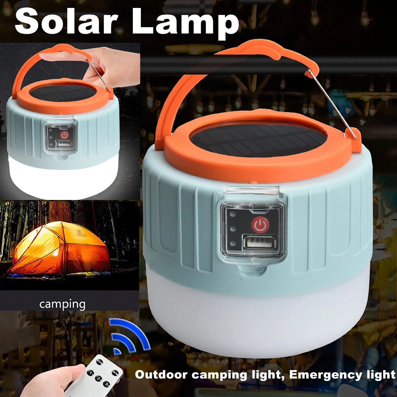 

3 Modes Outdoor LED Camping Light with Remote Controller Portable Emergency Light USB Rechargeable Bulb for BBQ Hiking Camping