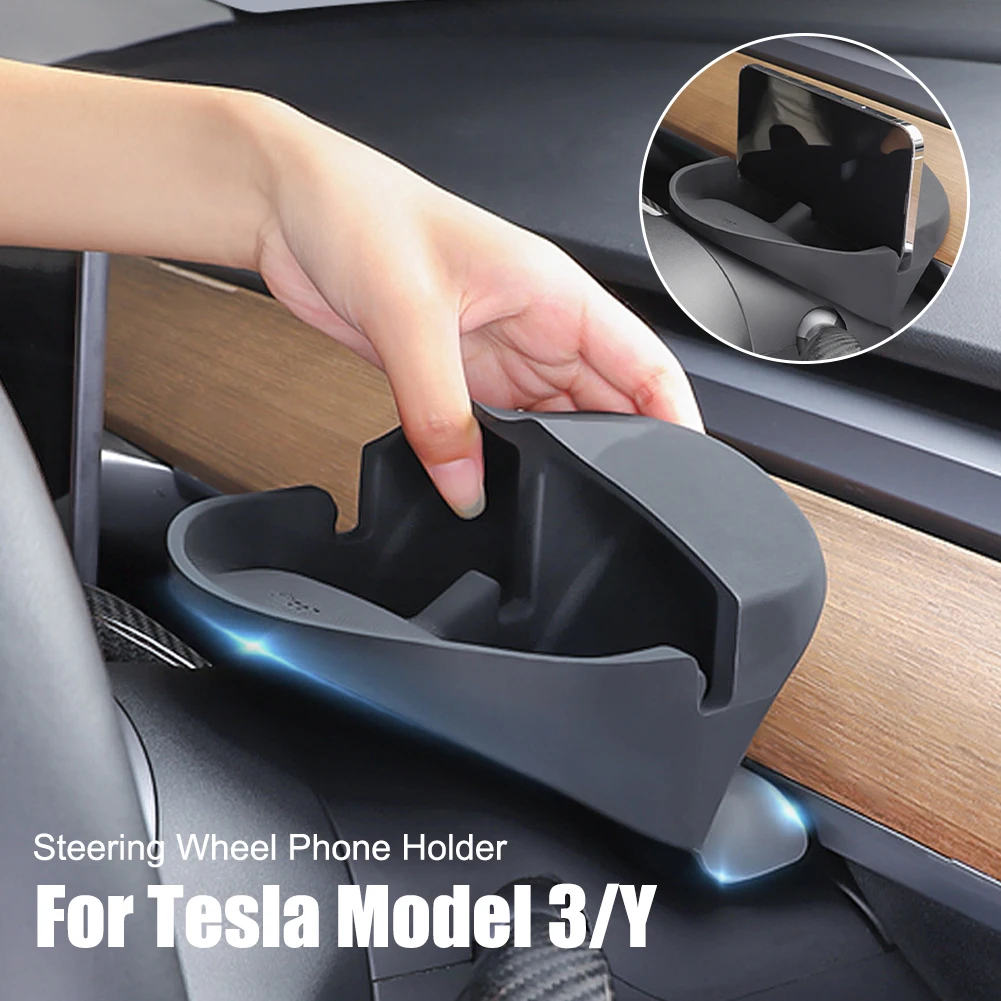 

Steering Wheel Phone Bracket Silicone Storage Box Phone Holder Sunglasses Storage Box Interior Organizer For Tesla Model 3/Y