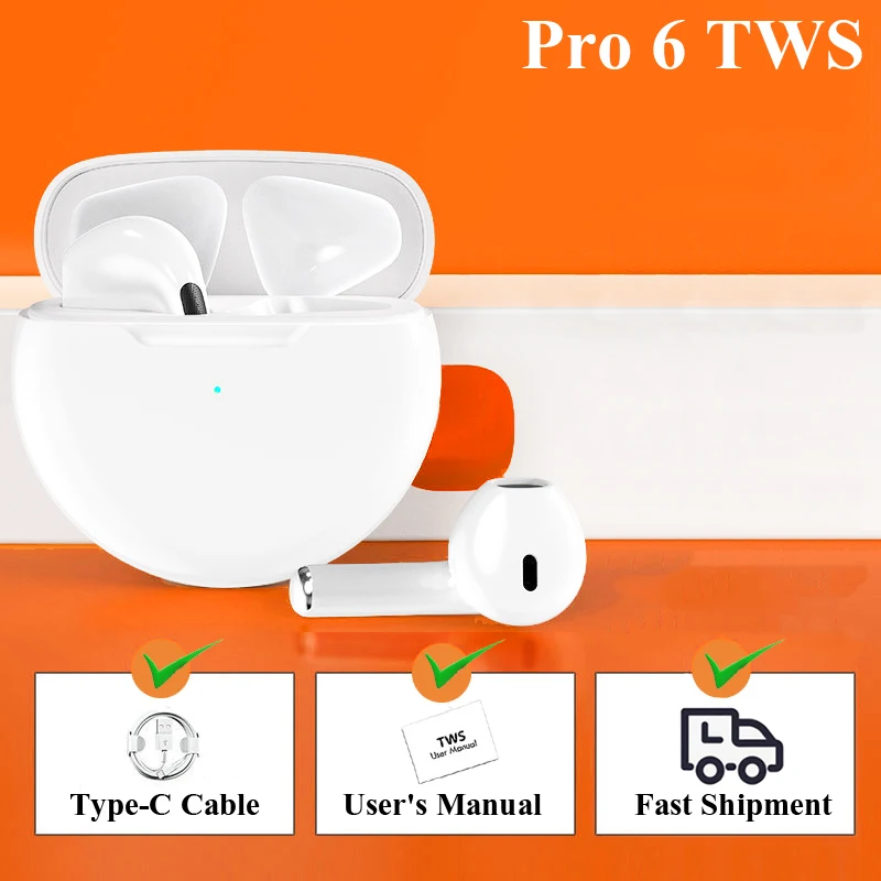 Оригинальные беспроводные наушники Pro 6 TWS Bluetooth-наушники стереогарнитура