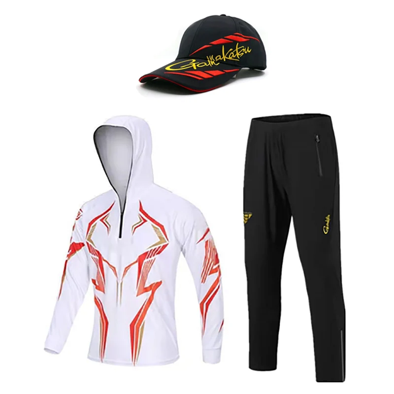 

New Men Breathable Sunscreen Fishing Clothing Print Quick Dry Shirt Pants Fishing Suit Hiking Clothing