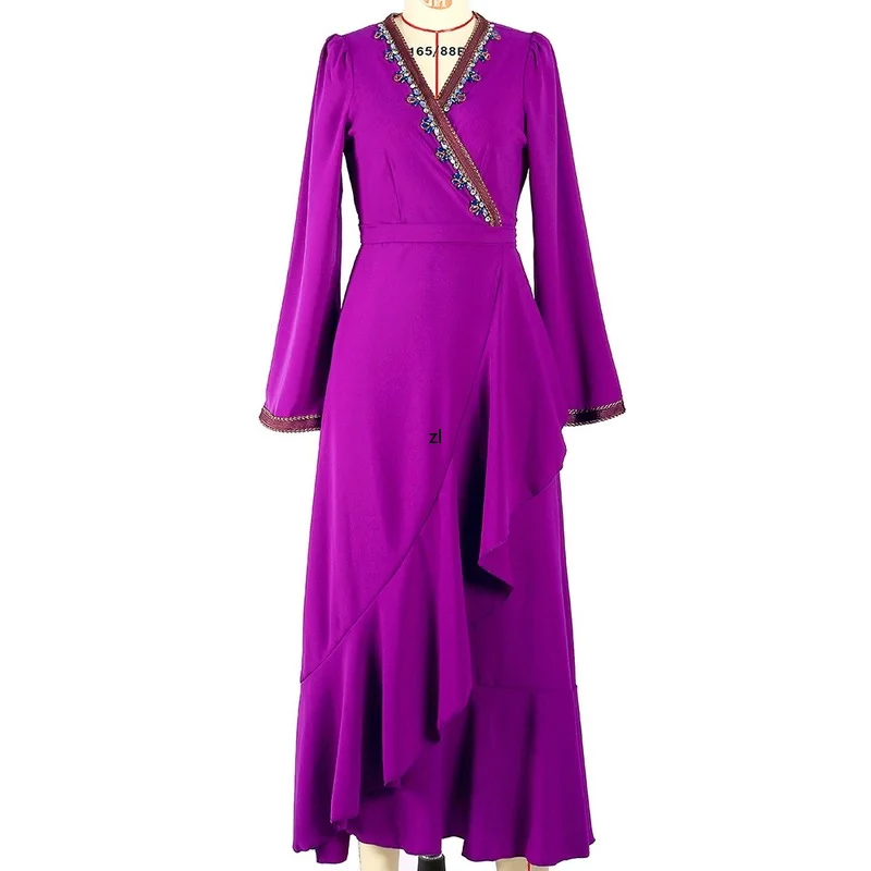 Handcraft Diamond Morocco Caftan Arabic Muslim Dress Women Jalabiya Dubai Abaya Saudi Arabia Party Evening Islam Modest Clothing