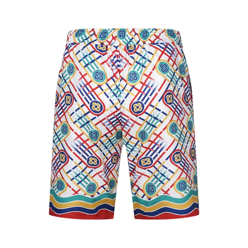 2023 Casablanca Colorful Ring Buckle Print Mesh Shortpant  Shirt Set Men Women High Quality Hawaii Beach Holiday Surf Suit