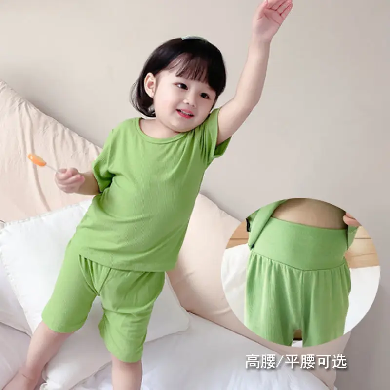 

Children's T-shirt short-sleeved suit boys air-conditioning clothes pajamas summer thin section girls' home clothes